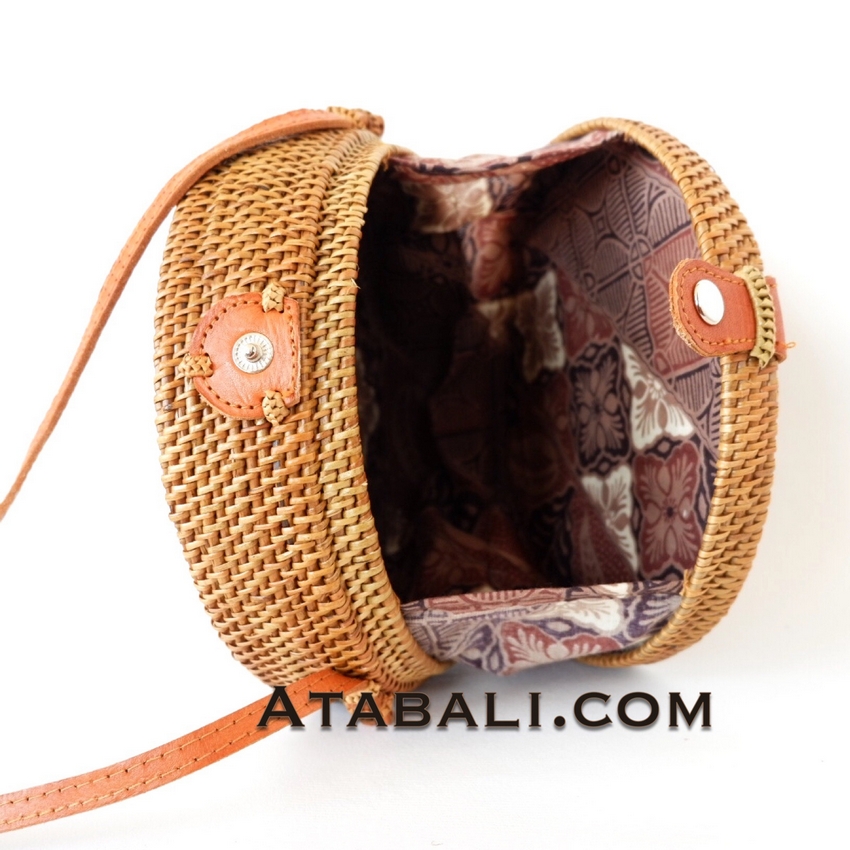 rattan round sling bag